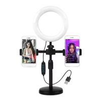 Ring Light Mini 6-Inci Laris 2026, Portabel Tahan Air, Penjepit Dudukan Ponsel Ganda untuk Siaran Langsung