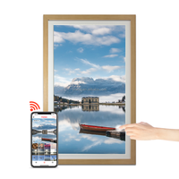 Bingkai foto Digital seni kayu pro 32 "WiFi bingkai gambar elektronik layar sentuh IPS putar otomatis berbagi foto Video melalui Frameo