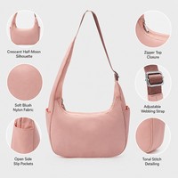 Bolso Bandolera de Nylon Personalizado City Essentials con Diseño de Cierre de Cremallera y Forro, Tipo Dumpling Pequeño para Mujer