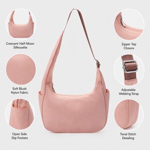 <span class=keywords><strong>Sac</strong></span> bandoulière en nylon personnalisé pour femme, style tote, avec fermeture éclair et doublure, modèle Moon Tiny Dumpling - Product Image 2