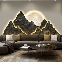 Light Luxury LED Backlit Wall Art Decorative Painting with Moon Design Modern for Living Room Sofa Background Wall