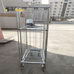 4-साइड गोदाम लॉजिस्टिक ढलने वाले जस्ता स्टील जाल धातु नेस्टिंग रोल ट्रॉली - Product Image 3