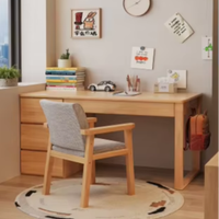 Bureau d'ordinateur portable/table d'étude moderne en bois de chêne massif et console sculptée à la main chinoise avec tiroir, durable