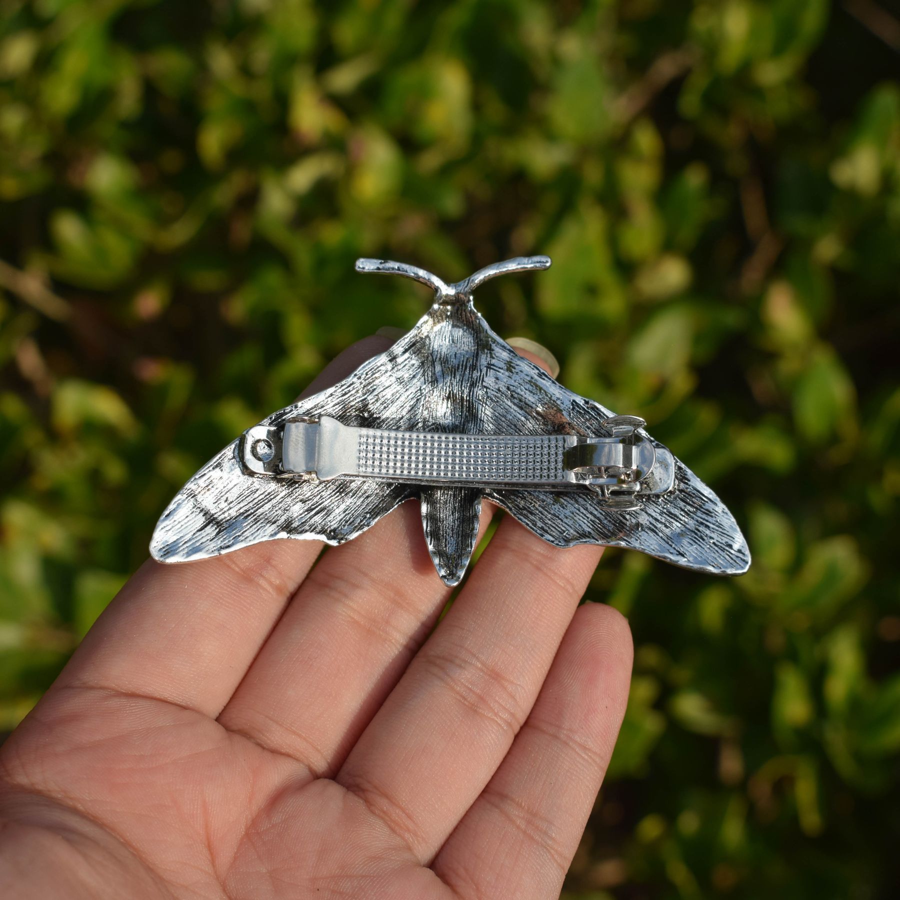 Witch Moon Luna Moth Barrette - Gothic Hairclip for Women 