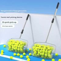 Ramasseur de balles de tennis et de pickleball portable et léger en acier inoxydable avec rouleau réglable, équipement de ramassage de balles