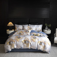 Ensemble de literie ChamXue, housse de couette, drap plat, taies d'oreiller, satin jacquard, ensemble de 4 pièces, style européen haut de gamme, motif floral