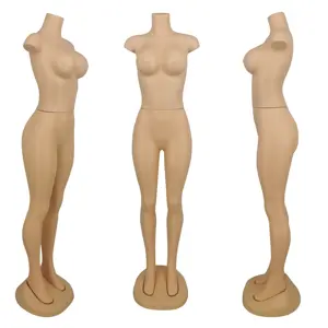 Hot sale plastic full body big bust manikin skin color female headless mannequin for clothes display