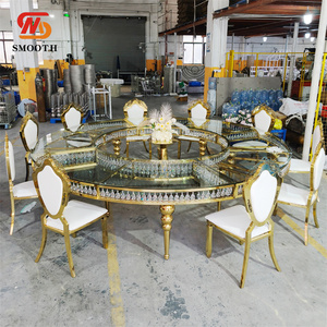 Mesa de banquete para eventos de boda de alta calidad moderna suave con muebles de cristal mesas redondas y de boda en forma de S - Product Image 5
