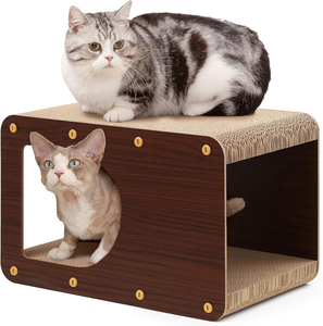 Griffoir pour chat en carton personnalisé, griffoir en carton ondulé pour chats d'intérieur, tapis de griffage pour chaton, brun foncé - Product Image 1