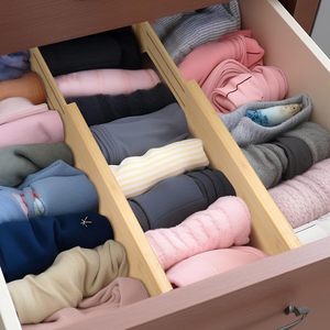 <b>6</b> Pack Wooden Separators Dresser <b>Drawer</b> Organizers Bamboo <b>Drawer</b> Dividers with Soft Foam Ends for Clothing Baby Clothes - Product Image 2
