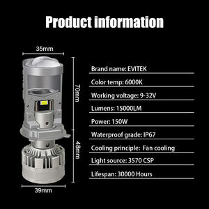 Faro LED H4 de Fábrica, Luces LED H4 al por Mayor, Chip M6 de Alta Luminosidad con Ventilador, Faro LED H4 para Auto - Product Image 6