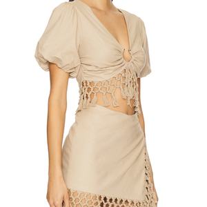 Conjunto de Dos Piezas de Ropa de Playa Sexy para Mujer, Falda de Playa Mini de Crochet, Estilo Bohemio, con Borlas, 100% Algodón - Product Image 5