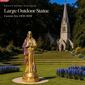 YOUFINE Statue <span class=keywords><strong>de</strong></span> <span class=keywords><strong>Jésus</strong></span> en Bronze, Corpus du Sacré-Cœur <span class=keywords><strong>de</strong></span> <span class=keywords><strong>Jésus</strong></span>, Sculpture <span class=keywords><strong>de</strong></span> Christ Dorée grandeur nature pour la décoration des Églises et des Cathédrales - Product Image 3