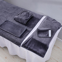 Ensemble de serviettes de toilette brodées personnalisées pour salon de beauté, jupe de bain de couleur unie et serviette de lit pour lit de massage à usage domestique