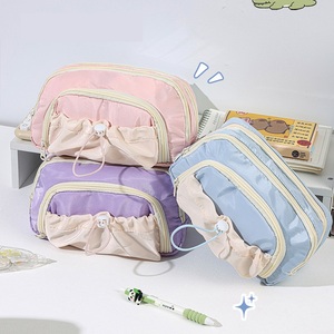 Estuche para lápices de gran capacidad, color crema, estuche simple para estudiantes de secundaria, bolsa de almacenamiento de papelería - Product Image 2