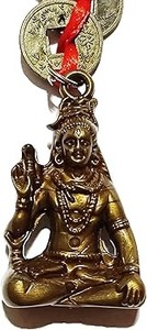 Divine Cultural Fusion Sacred Shiva Keychain with Vintage Style Brass Fortune Coins Offset Printed Offset Printing - Product Image 4