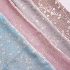 Low MOQ stock fabric floral jacquard luxury curtain fabric polyester