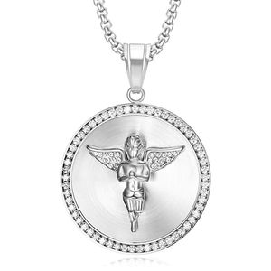 yunnique Gold Plated Zirconia Angel Pendant Necklace With Wings Unisex Hip Hop Jewelry Gift Stainless Steel Chain - Product Image 5