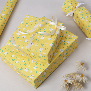 Factory Bulk Yellow Ditsy Daisy Wrapping Paper Cheap Biodegradable <b>Gift</b> <b>Wrap</b> For Stationery Store Florist Wholesale Supplier - Product Image 4