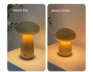 Lámpara de seta de madera pequeña LED inalámbrica <span class=keywords><strong>para</strong></span> mesita de noche, lámpara de seta con batería regulable portátil <span class=keywords><strong>para</strong></span> mesita de noche de dormitorio - Product Image 4