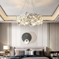 Lustre rond en métal européen personnalisé postmoderne, luminaires en cristal, lustres de luxe pour la décoration d'éclairage