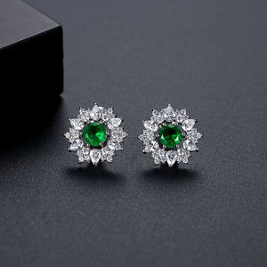 Pendientes de tuerca de circonita cúbica con diseño floral coralino para mujer, joyería elegante para fiestas de verano y bodas - Product Image 1