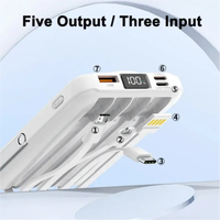 Power Bank Nirkabel Portabel Ultra Tipis 20000mAh Pengisian Cepat dengan Baterai Li-Polymer dan Empat Kabel