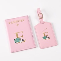 Ensemble de couverture de passeport et d'étiquette de bagage en cuir PU, étui pour passeport de voyage, accessoires de voyage, cadeau pour hommes et femmes