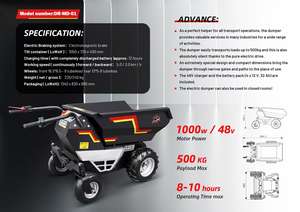 K-MAXPOWER CE Proved Mini <span class=keywords><strong>brouette</strong></span> hydraulique auto-chargeuse à basculement automatique 500 kg, <span class=keywords><strong>moteur</strong></span> électrique de benne basculante, haute efficacité 48V - Product Image 6