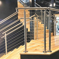 Système de garde-corps en câble d'acier inoxydable 304 avec main courante, finition brossée miroir noir sur mesure pour escalier, terrasse, bureau