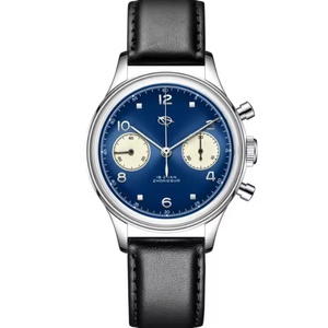 RED STAR 1963 38mm Dark Blue Men Chronograph Watch Acrylic Sapphire Glass Mirror ST1901 Gooseneck <b>Clock</b> Man Relogio Masculino - Product Image 1