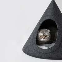 LS peppy friends-lit en feutre de haute qualité pour animaux de compagnie, maison pour chat, grotte pour chat avec fermeture éclair, oreiller à carreaux amovible, facile à livrer