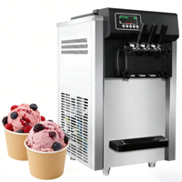 Machine à glace molle professionnelle sur pied 220V 2100W en acier inoxydable argenté à 4 roues pour boulangerie, bar à desserts, lounge, club - Garantie 1 an