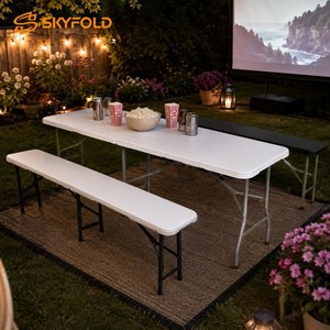 Table pliante en plastique légère et portable pour pique-nique, mariage, camping - Product Image 2