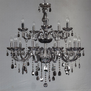 Lustre LED rond moderne en acier inoxydable et cristal, hauteur réglable, base d'ampoule E26, pour salon, salle à manger, hôtel, centre commercial, AC - Product Image 1