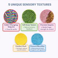 Lot de 6 Panneaux Muraux Montessori pour Enfants, Tapis Sensoriels Réversibles à Paillettes Multi-Textures pour Tout-Petits