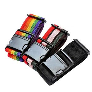 Adjustable Luggage <b>Straps</b> With <b>Buckle</b> Locks For Suitcase Securing Travel Accessories Polyester Five Colors Spring 2023 - Product Image 2