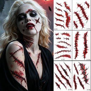 Tatuajes Temporales No Tóxicos, Pegatinas de Tatuajes de Zombis, Horror, Cicatrices Sangrientas, Marcas de Garras, Realistas, Resistentes al Agua, para Halloween y Cosplay - Product Image 2