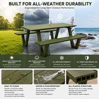 Ensemble table et banc de pique-nique en plastique résistant aux intempéries, robuste, pour extérieur, parc, table à manger intégrée