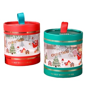 2024 New Cylinder <strong>Christmas</strong> Transparent <strong>Gift</strong> Box Packaging <strong>Christmas</strong> Eve Candy Box <strong>Wholesale</strong> - Product Image 1