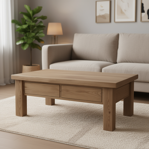 Rustic Rectangular Coffee <b>Table</b> Wood Top Durable Home Living Room Furniture Modern Design <b>Brown</b> Finish - Product Image 2