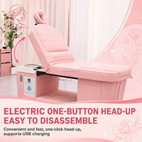 Lit de massage multifonctionnel en cuir pour shampoing, réglable, avec spa pour les pieds et réservoir d'eau, idéal pour salon de coiffure