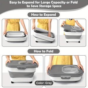 Contenedores de despensa de plástico grandes para mascotas de calidad garantizada, fácil de usar, contenedor de almacenamiento de alimentos plegable para perros, sólido moderno a prueba de fugas - Product Image 4