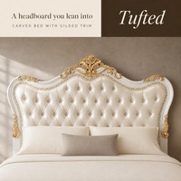 Cadre de lit capitonné de luxe moderne avec tête de lit sculptée et dorée, boutons capitonnés en cristal pour chambre à coucher, hôtel, appartement, mobilier