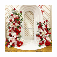 Décoration de scène pour événements et fêtes, toiles de fond de fleurs rouges et blanches, fournitures, fleurs d'arche de mariage pour la décoration de la fête prénuptiale