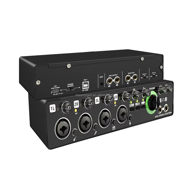 MD44 Professional 4 Channel Studio Audio Sound Card 4 in 4 Interface Newest Audio for Podcast Recording Music Karaoke Instrument