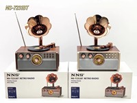 NS-7231BT Reproductor de Discos Retro Clásico, Radio, Altavoz Inalámbrico Bluetooth, Artículo Decorativo de Escritorio, Reproductor de Radio FM AM SW3