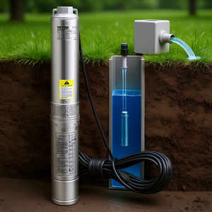 Pompe submersible Vevor pour puits profond, 1 CV, 115 V, 37 GPM, hauteur de refoulement 207 pieds, 4 pièces en acier inoxydable, étanche, pour jardin - Product Image 2