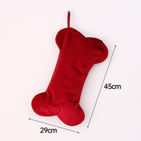 Calcetín Navideño Personalizado al por Mayor de Poliéster a Cuadros con Forma de Hueso, Diseño con Lazo para Colgar, Colgante para Árbol de Navidad, Bolsa de Almacenamiento de Regalos