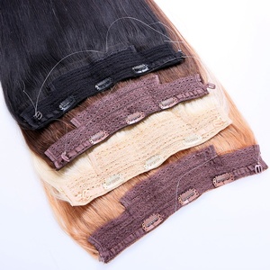 Highknight Venta caliente diadema <span class=keywords><strong>Invisible</strong></span> alambre Halo Extensiones de Cabello 100% Remy cabello humano Alambre de pescado extensión de alambre fino - Product Image 1